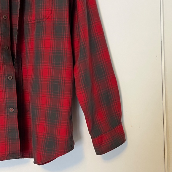 Men’s Eddie Bauer Shirt Workshirt Shacket Unlined Red Grey L - Picture 5 of 8